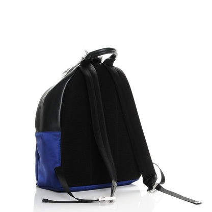 Fendi Nylon Vitello Fur Bag Bug Backpack Blue 3 of 8