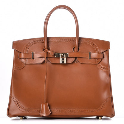 Hermes Tadelakt Ghillies Birkin 35 Fauve 1 of 29