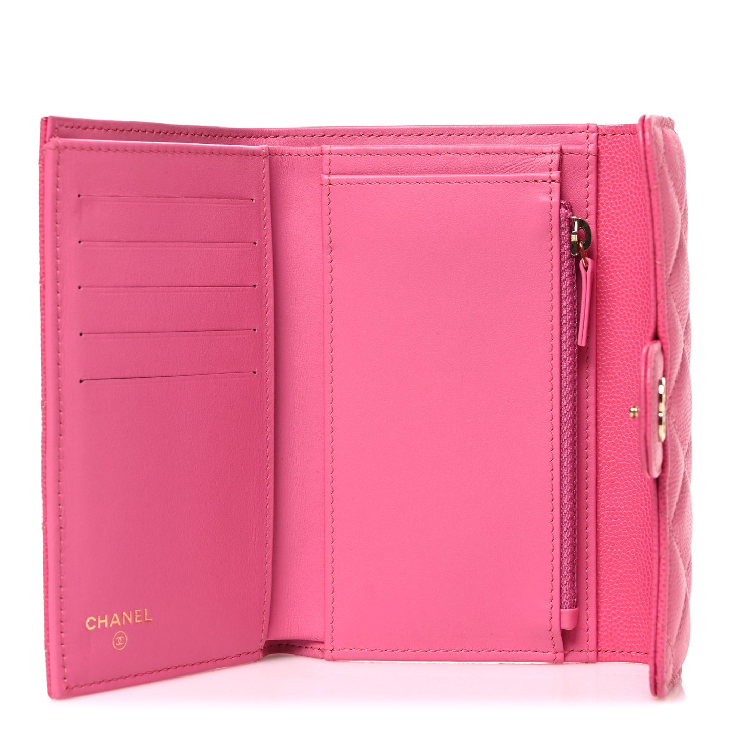 Caviar Quilted Medium Flap Wallet Pink