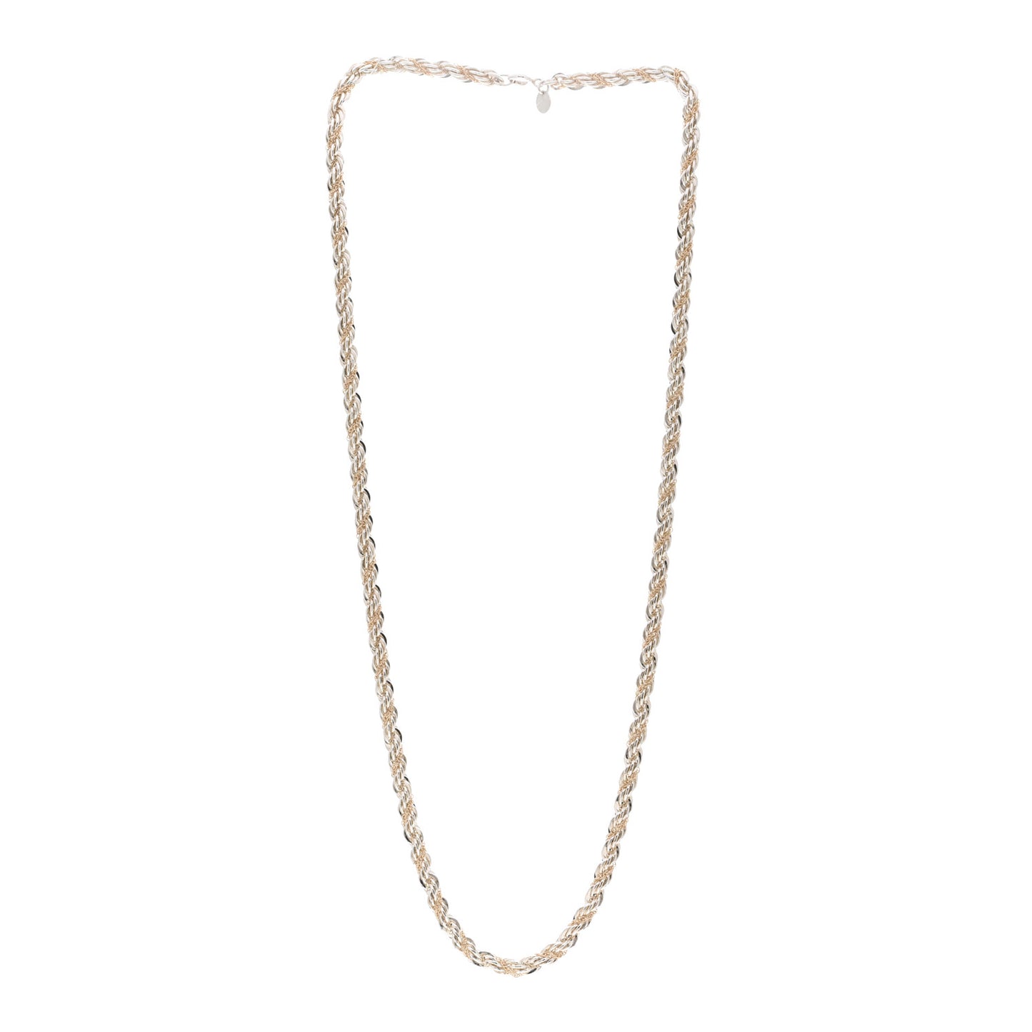 Sterling Silver 14K Yellow Gold Rope Chain Necklace 24"