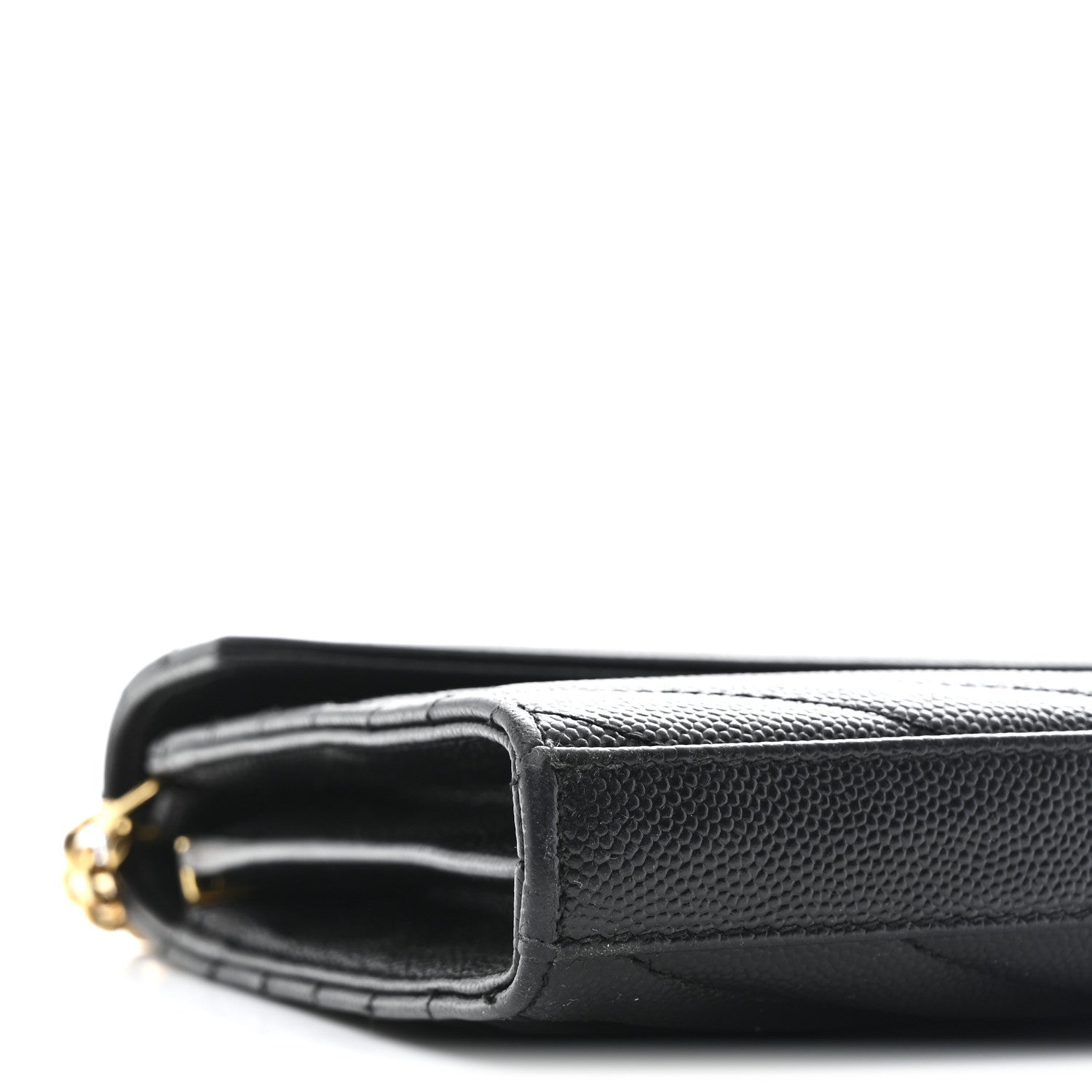Saint Laurent Grain De Poudre Matelasse Chevron Monogram Chain Wallet Black 10 of 12