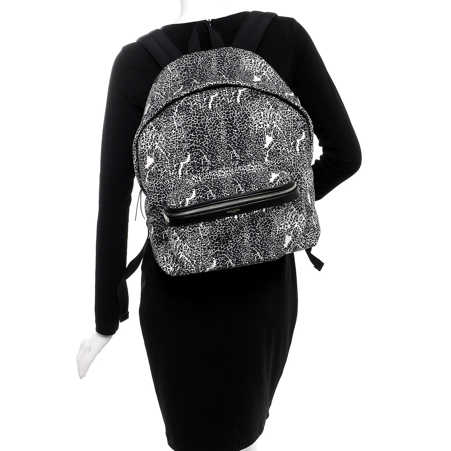 Printed Canvas Hunting Backpack Black White