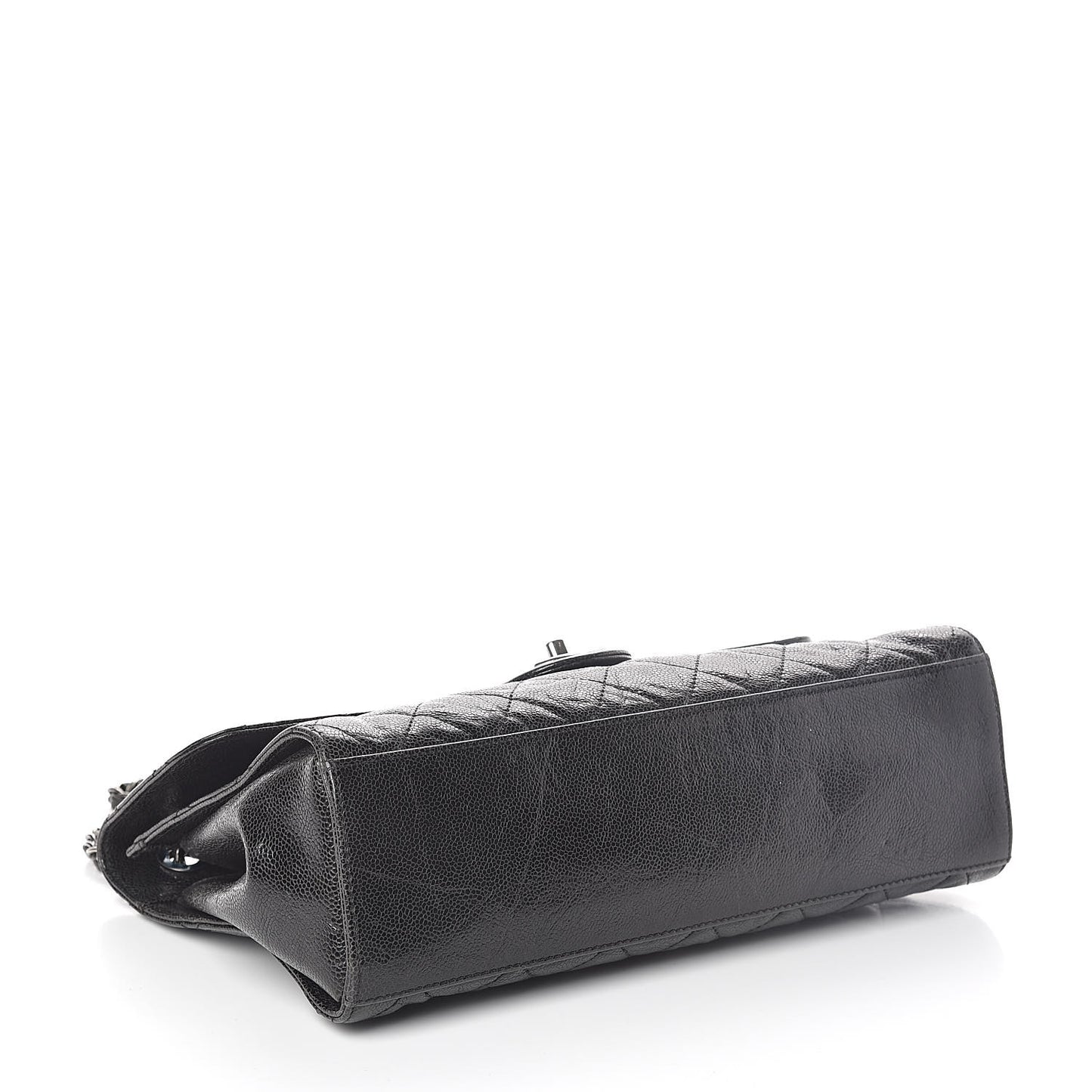 Crumpled Grained Calfskin Jumbo CC Crave Flap Black