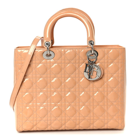 Patent Cannage Large Lady Dior Rose Clair