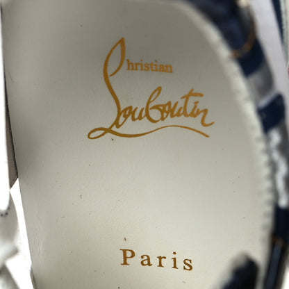 Christian Louboutin Patent Mesh Denim Rete Sharkina Flat Sneakers 38.5 Blue White 6 of 10
