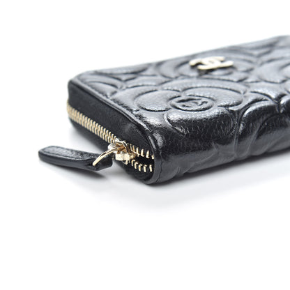 Chanel Caviar Camellia Embossed Zip Coin Purse Black 8 of 10