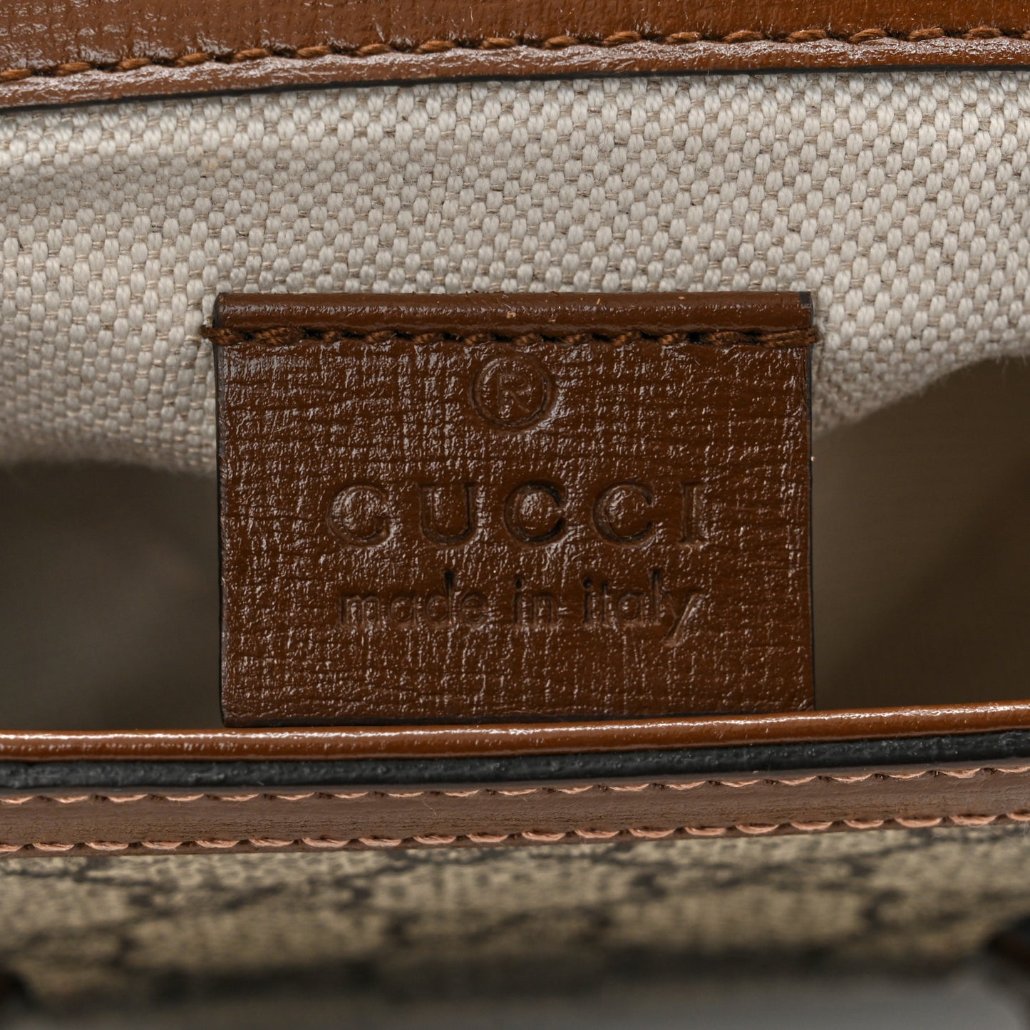 GG Supreme Monogram Web Mini Horsebit 1955 Shoulder Bag Beige Brown Sugar