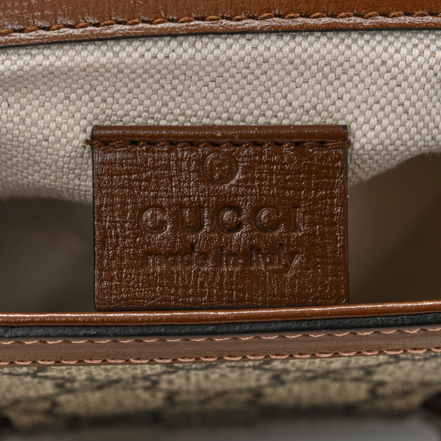 Gucci GG Supreme Monogram Web Mini Horsebit 1955 Shoulder Bag Beige Brown Sugar 6 of 11