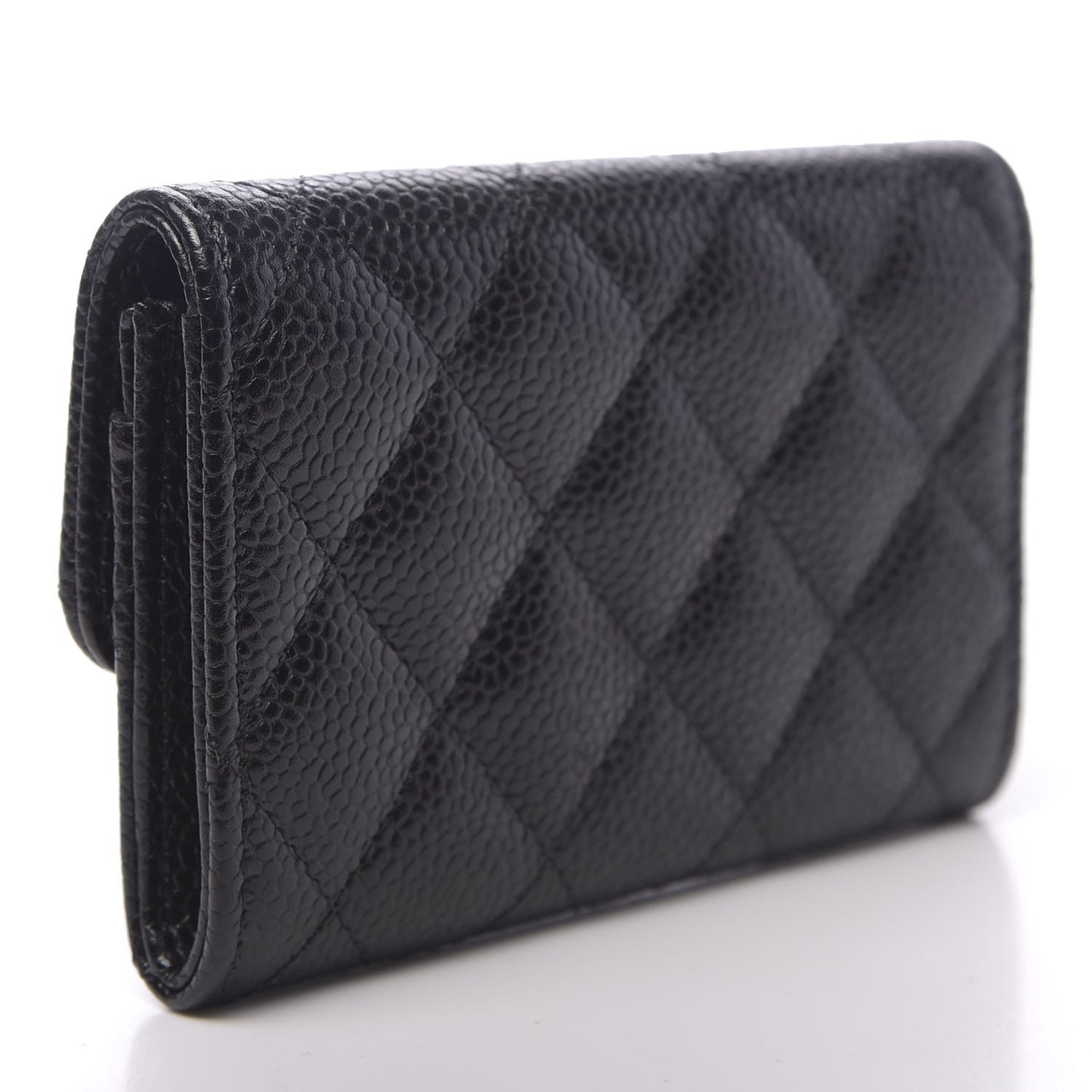 Caviar Quilted Flap Card Holder Black