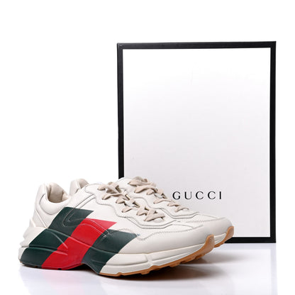 Gucci Calfskin Web Printed Mens Rhyton Sneakers 9.5 Mystic White 11 of 11