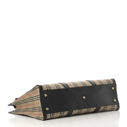 Burberry Calfskin 1983 Knight Check Link Zip Tote Black 4 of 13