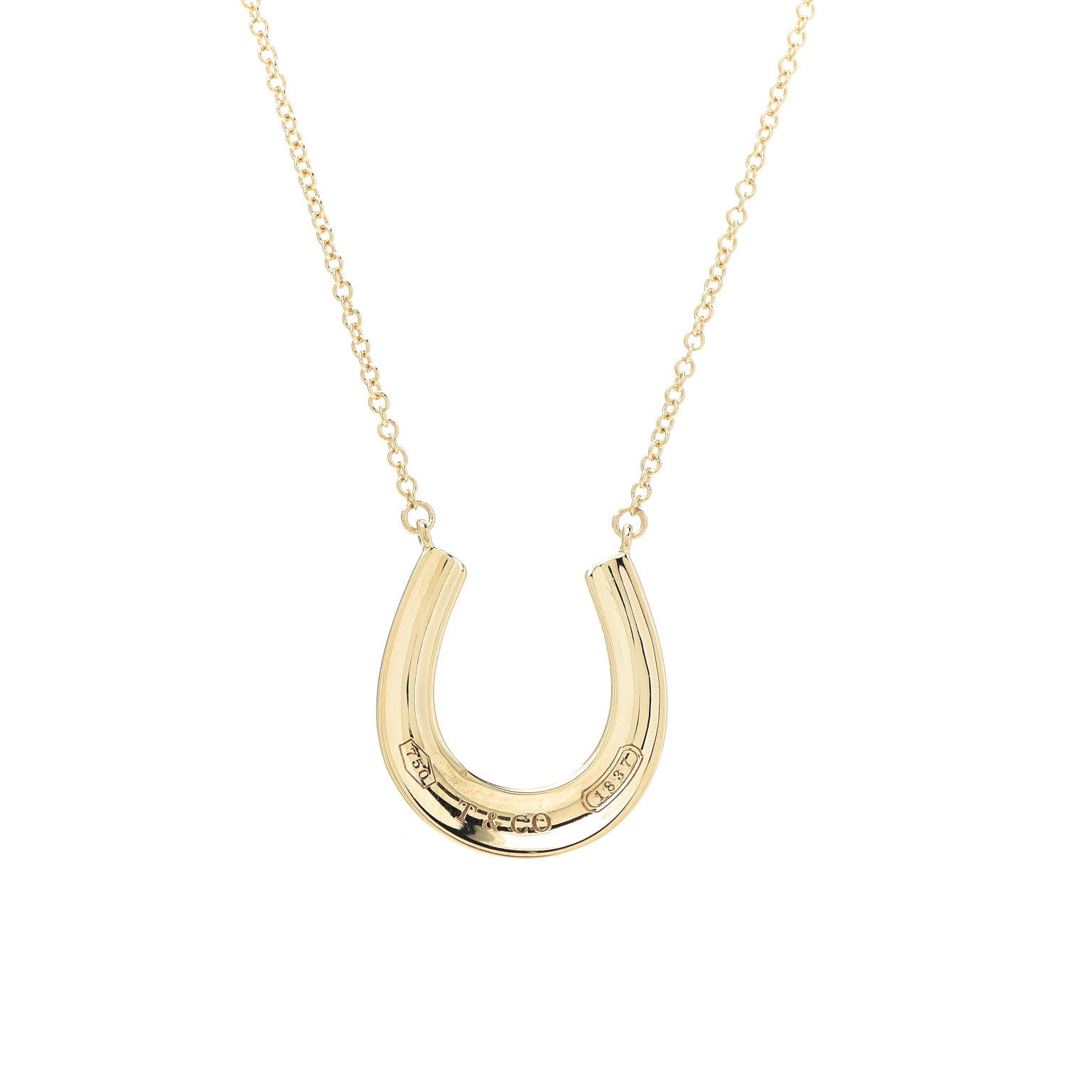 Tiffany 18K Yellow Gold 1837 Horseshoe Pendant Necklace 4 of 6