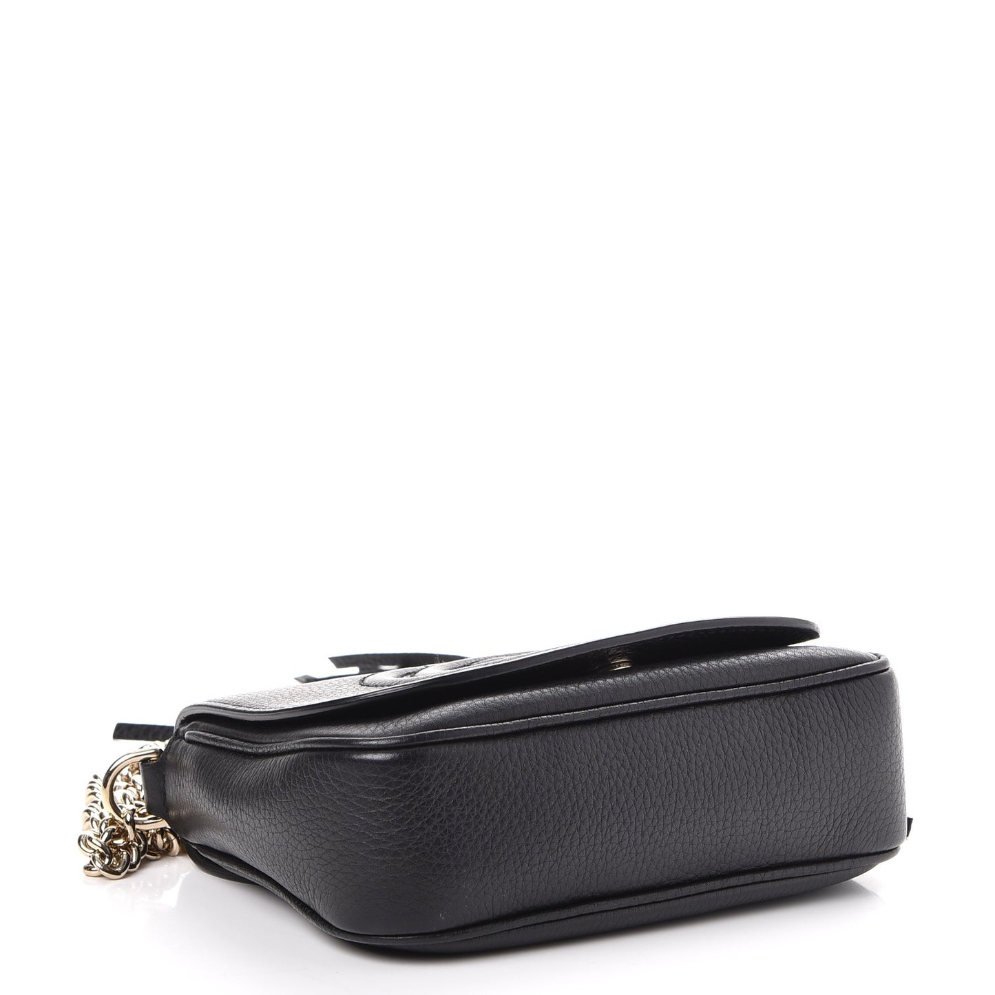 Pebbled Calfskin Small Soho Flap Crossbody Black