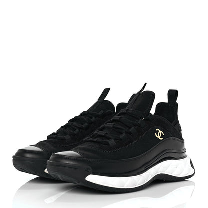 Chanel Velvet Calfskin Mixed Fibers CC Sneakers 39 Black 3 of 9
