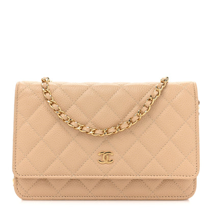 Chanel Caviar Quilted Wallet On Chain WOC Beige 1 of 15