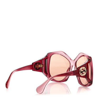 Gucci Acetate Round Sunglasses GG0875S Burgundy Orange 4 of 7