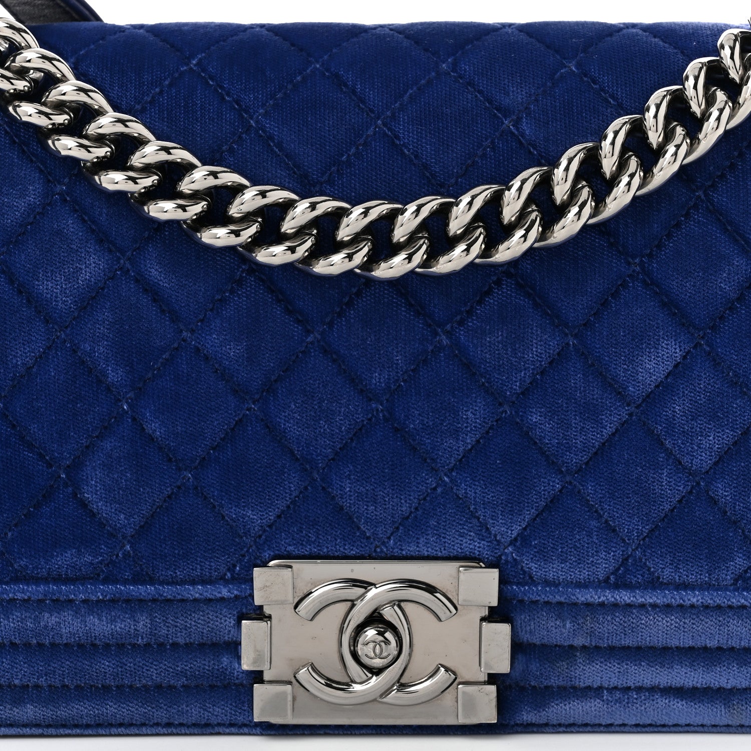 Chanel Velvet Quilted Medium Boy Flap Blue 8 of 10