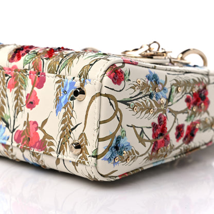 Christian Dior Calfskin Hibiscus Printed Embroidered Mini Lady Dior Beige Multicolor 8 of 8