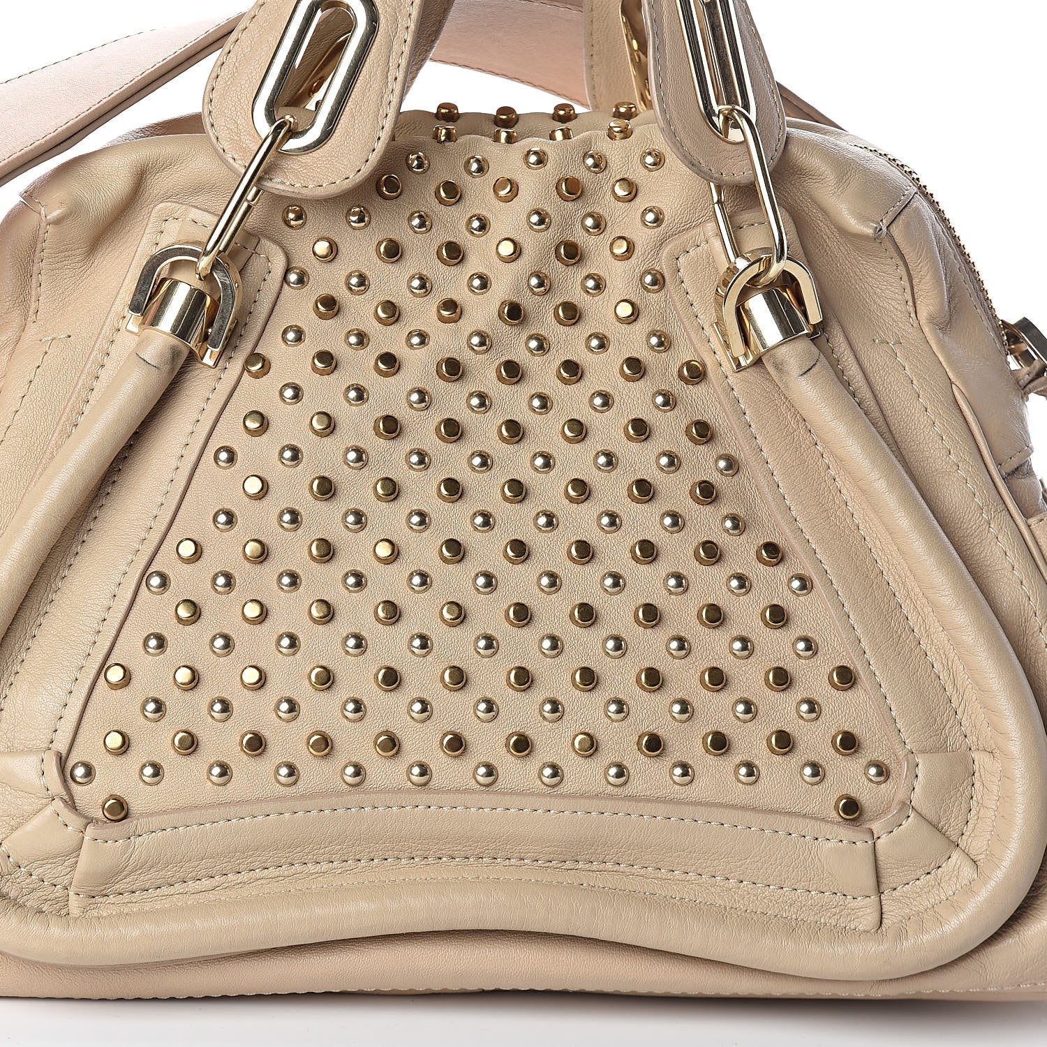 Chloe Calfskin Studded Medium Military Paraty Beige 8 of 14