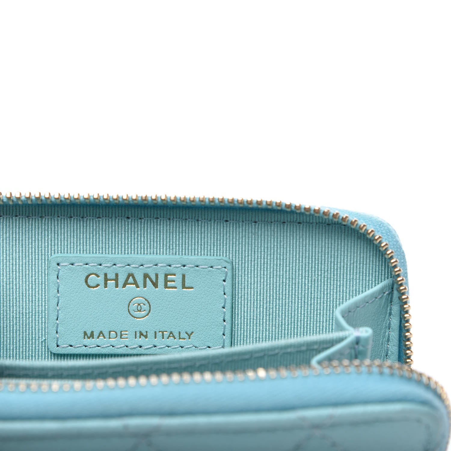 Chanel Caviar Quilted Zip Coin Purse Light Blue 7 of 9