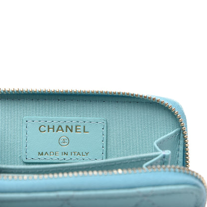 Chanel Caviar Quilted Zip Coin Purse Light Blue 7 of 9