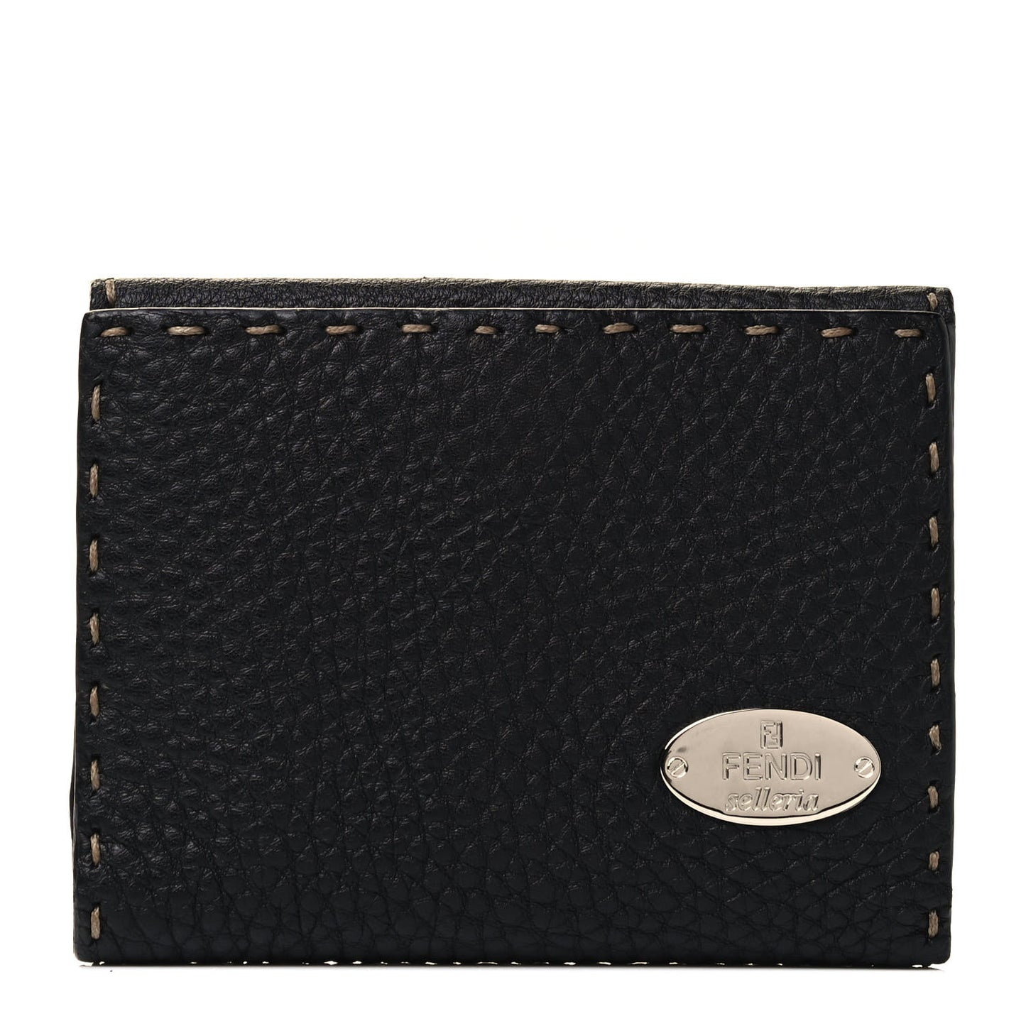 Calfskin Romano Selleria Compact Wallet Black