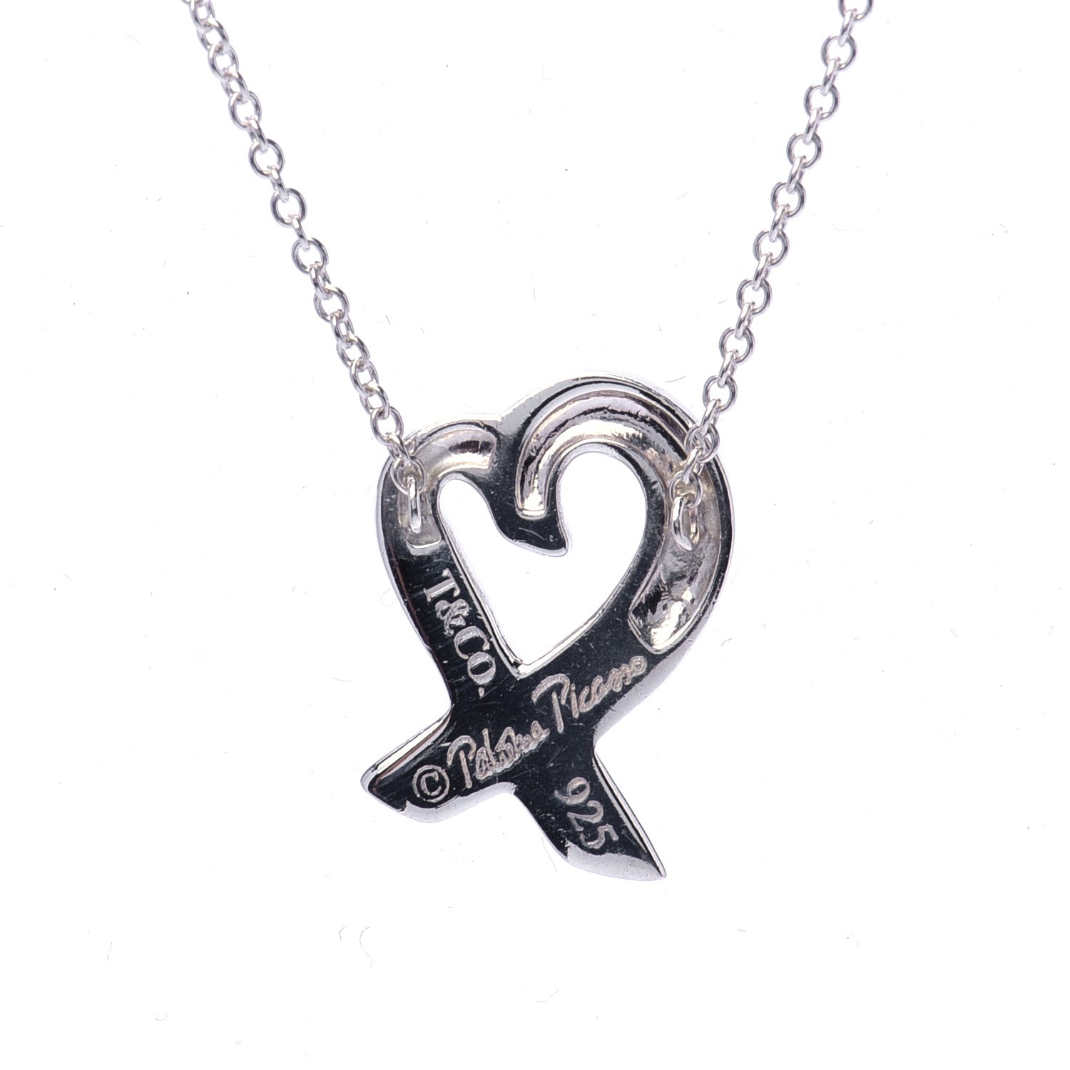 Tiffany Sterling Silver Small Paloma Picasso Loving Heart Pendant Necklace 4 of 6