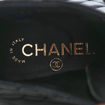 Chanel Shiny Lambskin Quilted Lace Up Combat Boots 38 Black 8 of 9