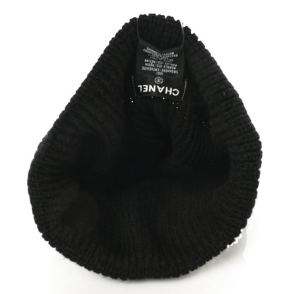 Chanel Cashmere Logo Beanie Hat Black White 4 of 6
