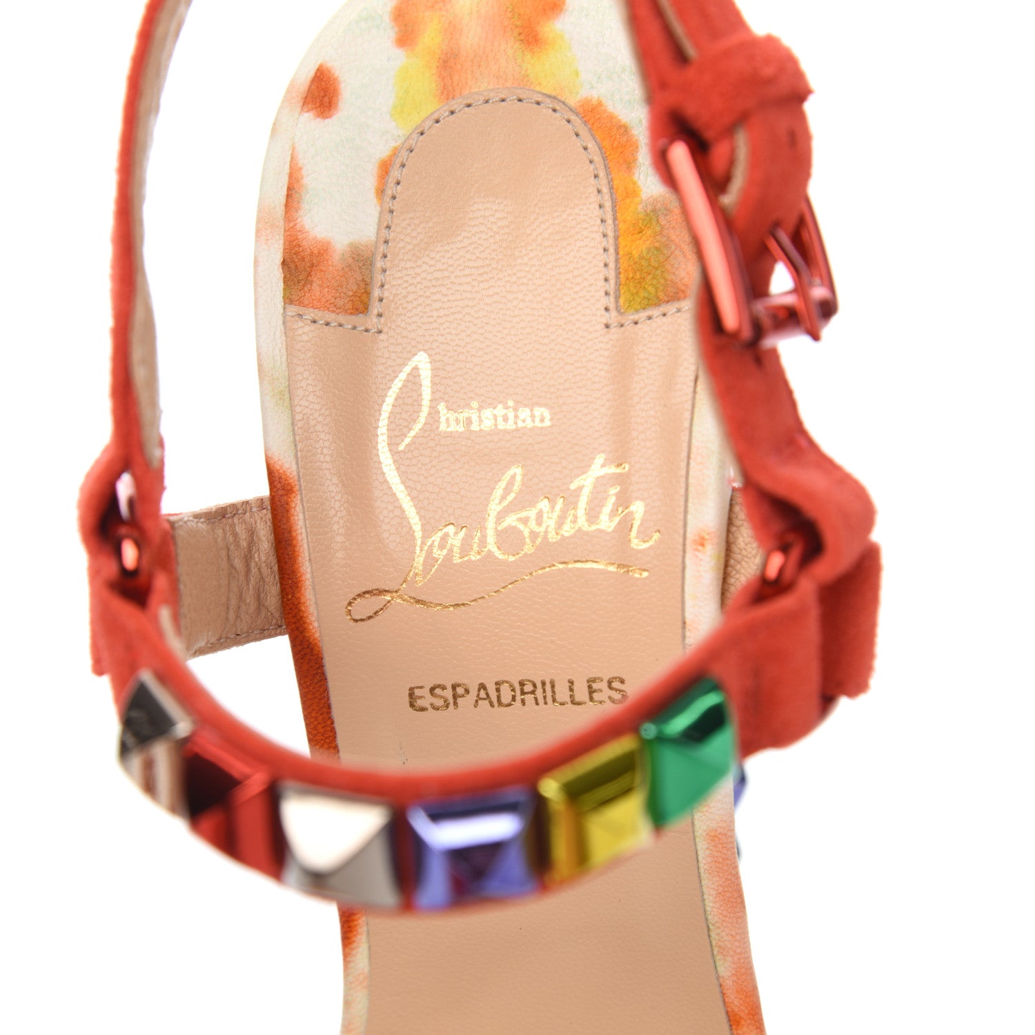 Christian Louboutin Lambskin Suede Cubana Cataclou 140 Wedge Sandals 35 Poppy 11 of 24