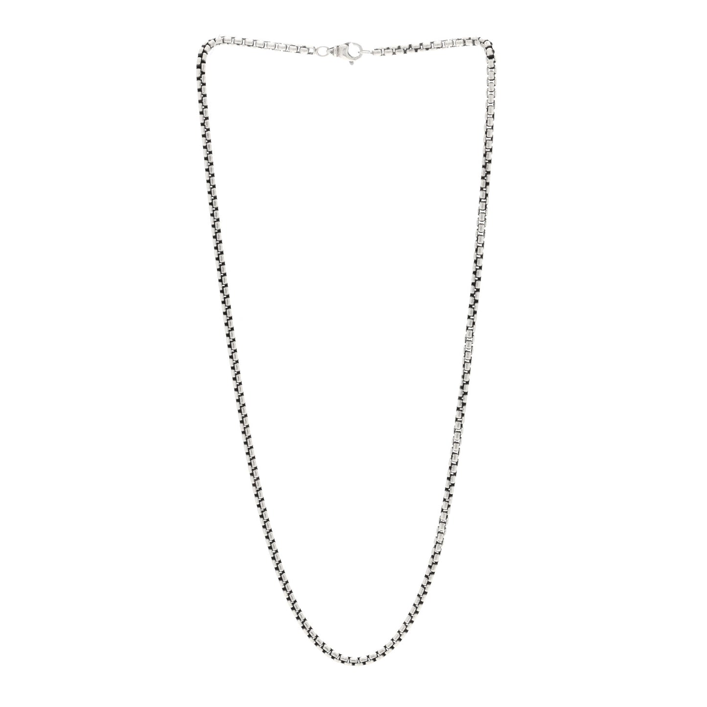 Sterling Silver 3.6mm Small Box Chain Necklace 22.5"