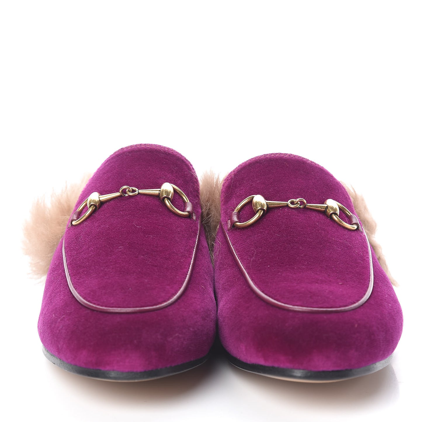 Velvet Fur Womens Princetown Slippers 36 Fucsia Violet Cyclamen Natural
