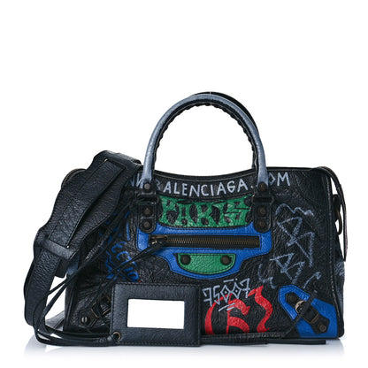 Balenciaga Agneau Graffiti All Over Classic Hardware S City Black Vert Rouge 1 of 14