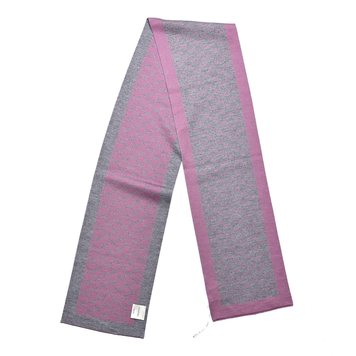 Wool Tricot GG Monogram Polina Scarf Roseate Light Grey