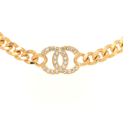 Chanel Crystal Chain Link CC Choker Necklace Gold 1 of 5