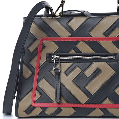 Fendi Vitello Century F is Fendi FF Diagonal Inlay Small Runaway Satchel Fango Black Fragola 11 of 13