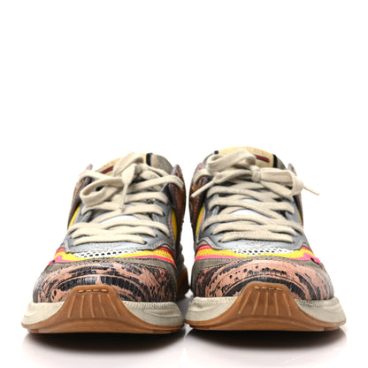 Gucci Suede Calfskin Tejus Printed Womens Ultrapace Sneakers 36.5 Pink Silver Oatmeal Yolk 2 of 7