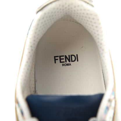 Fendi Mesh Vitello Granite Bird of Paradise FFast Patchwork Sneakers 37.5 White Multi Pavone Lollypop 8 of 11