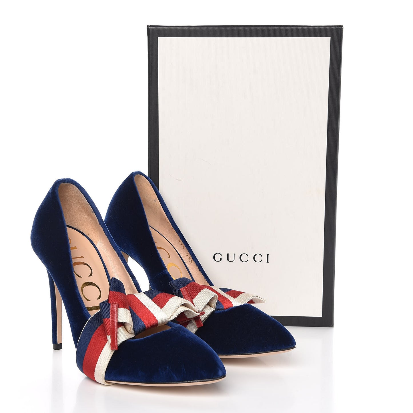 Velvet Removable Web Bow Pumps 39.5 Cobalt