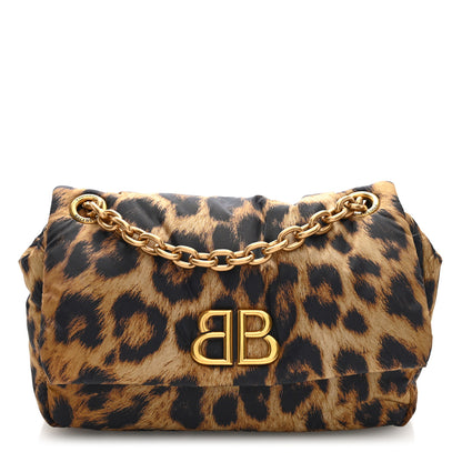 Balenciaga Nylon Monaco Mini Leopard Shoulder Bag Brown 1 of 9