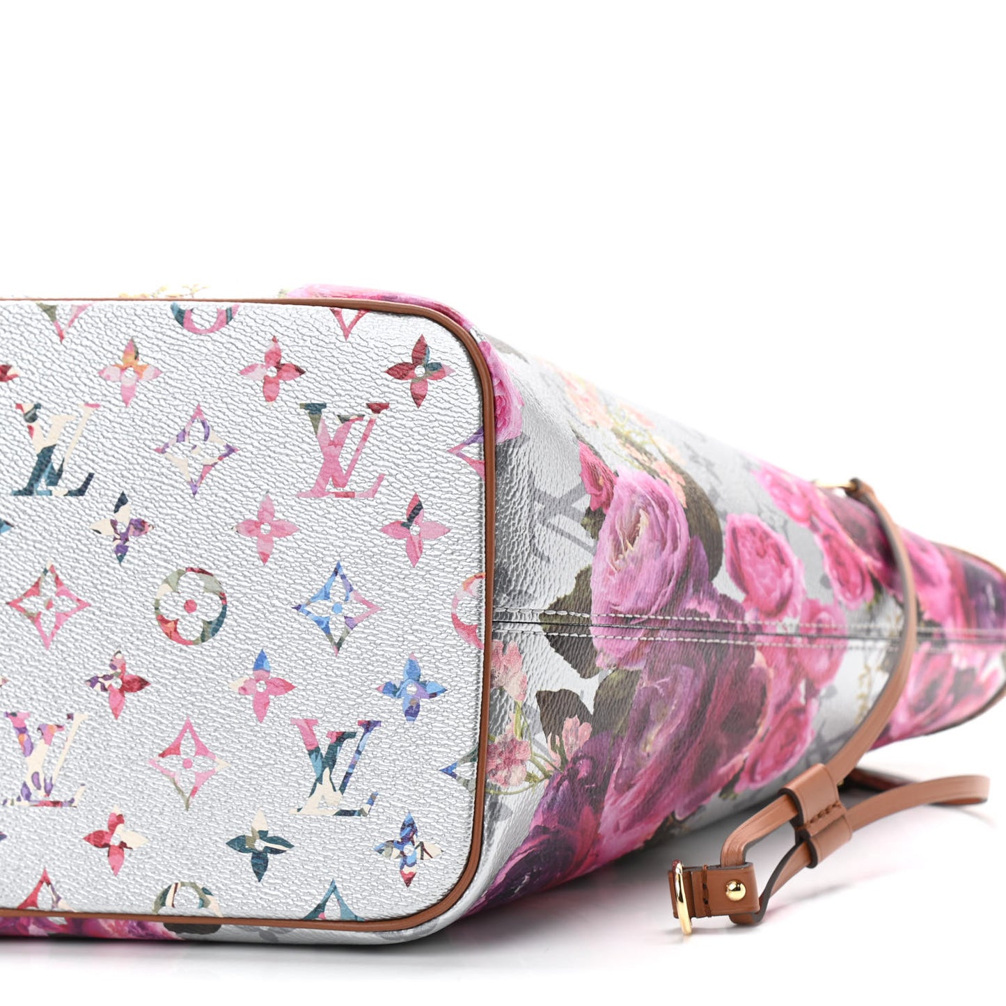Metallic Monogram LV Garden Neverfull MM Silver