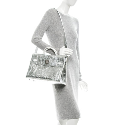 Christian Dior Metallic Calfskin Large Diorever Flap Silver 2 of 6