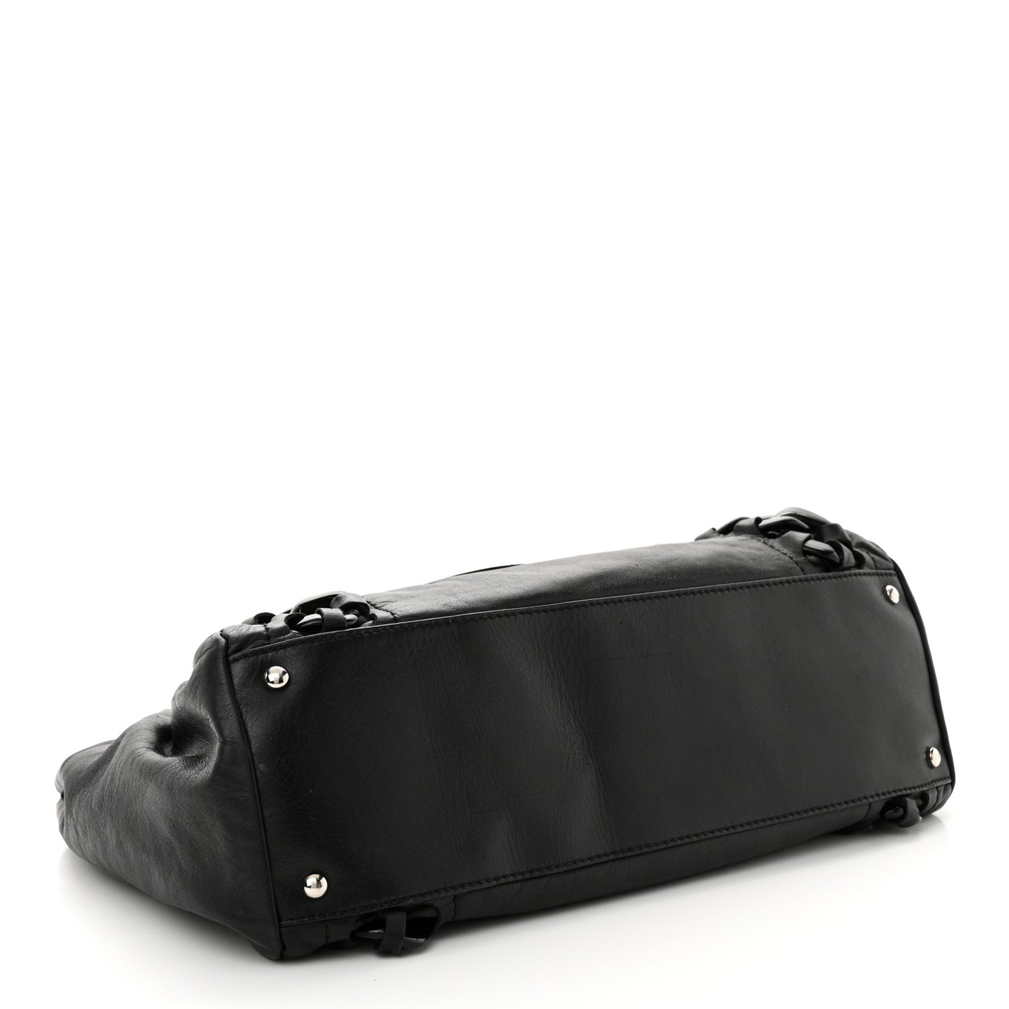 Calfskin Modern Chain Rhodoid East West Tote Black