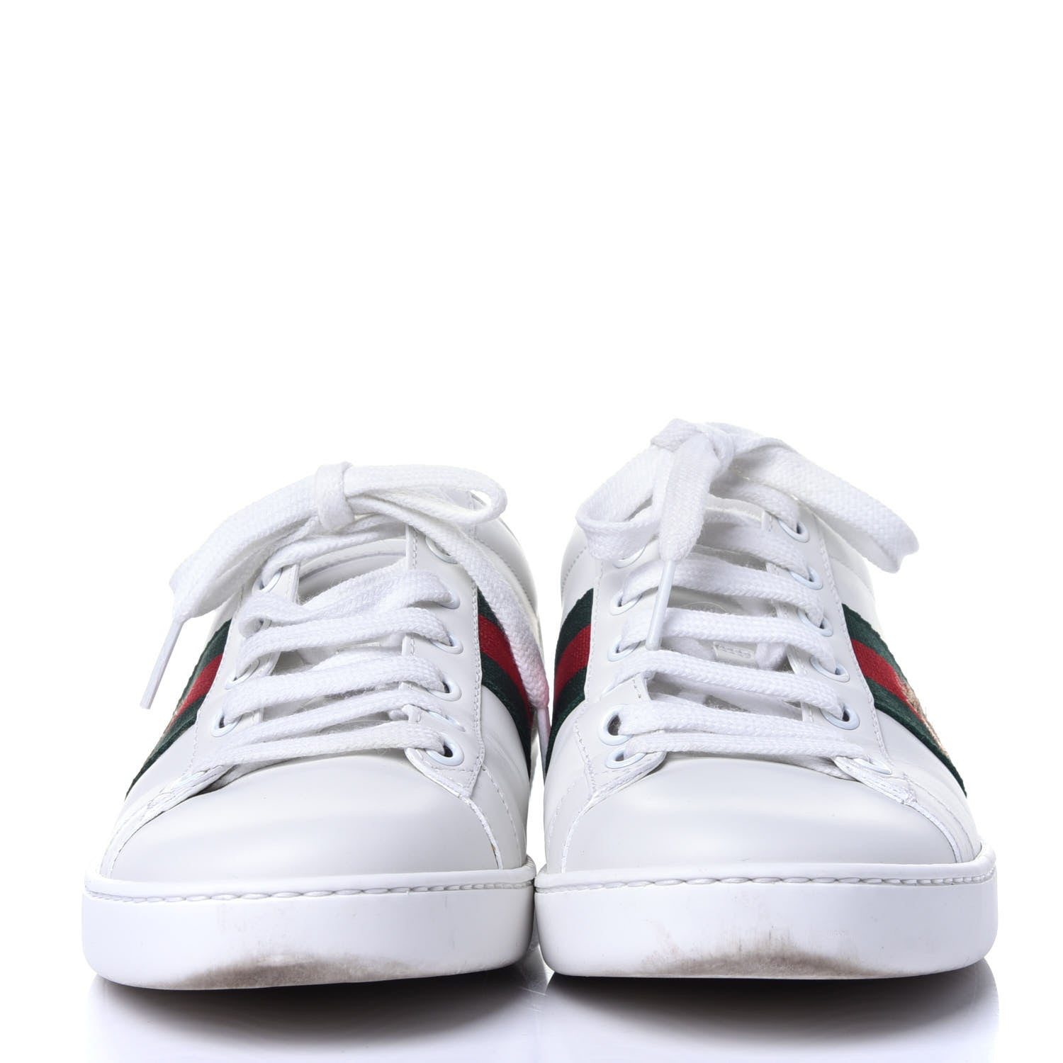 Gucci Calfskin Ayers Bee Embroidered Womens Ace Sneakers 37.5 White Green 2 of 16