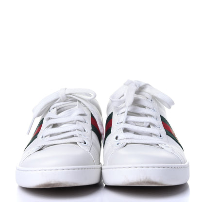 Gucci Calfskin Ayers Bee Embroidered Womens Ace Sneakers 37.5 White Green 2 of 16