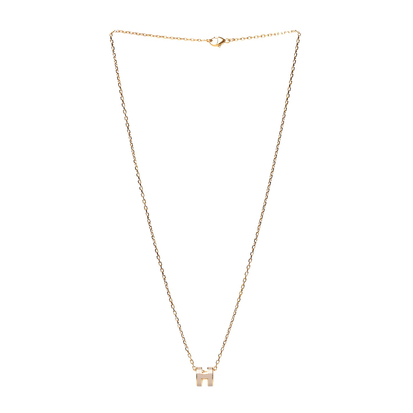 Lacquered Gold Mini Pop H Pendant Necklace Marron Glace