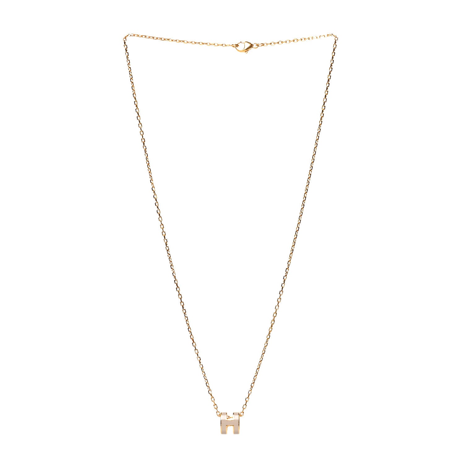 Hermes Lacquered Gold Mini Pop H Pendant Necklace Marron Glace 3 of 5