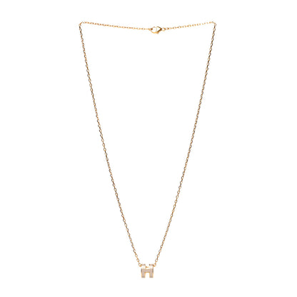Hermes Lacquered Gold Mini Pop H Pendant Necklace Marron Glace 3 of 5