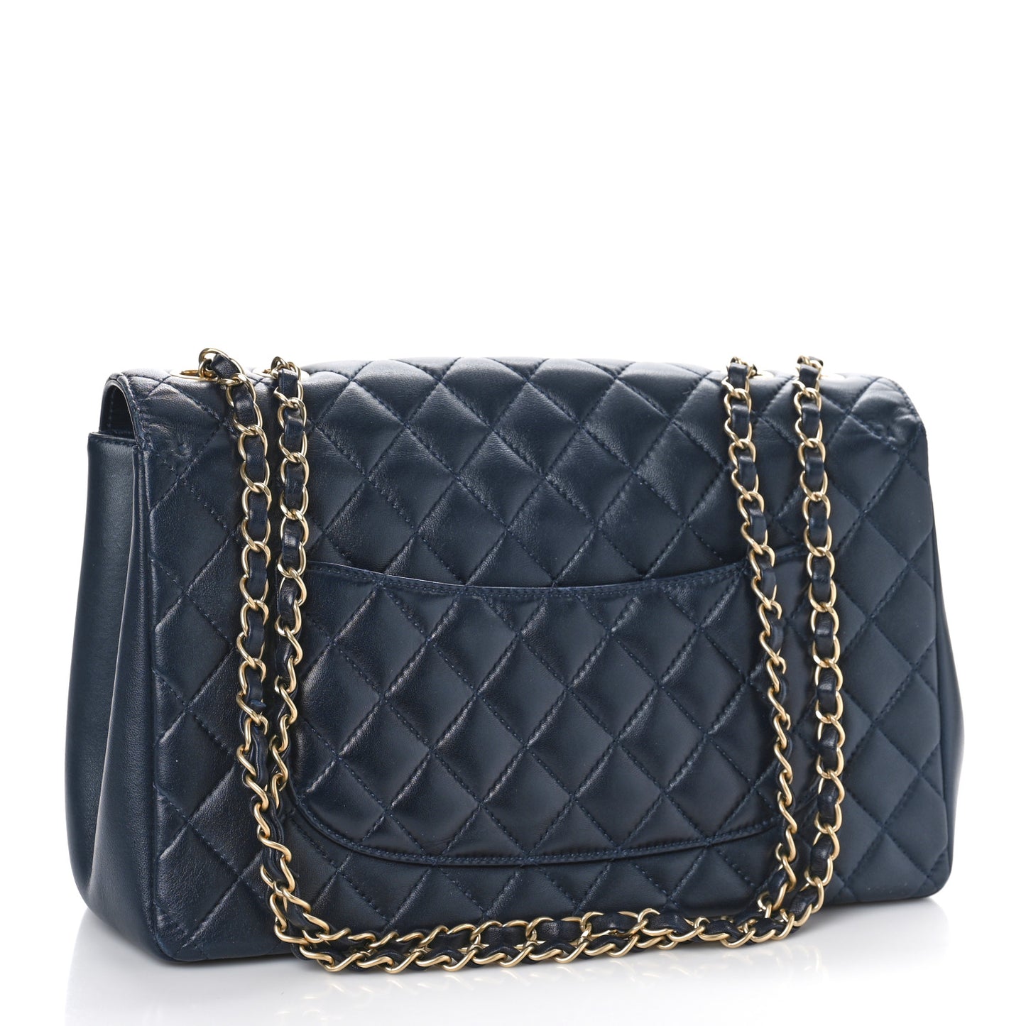 Lambskin Quilted Jumbo Mademoiselle Chic Flap Navy