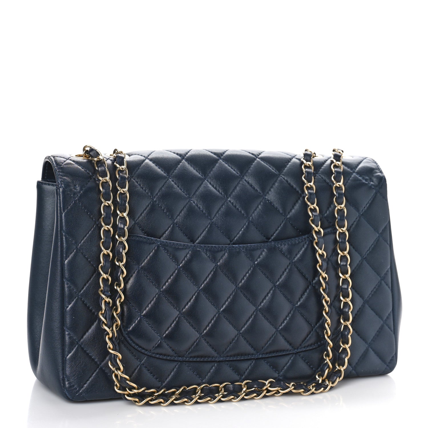 Chanel Lambskin Quilted Jumbo Mademoiselle Chic Flap Navy 3 of 9